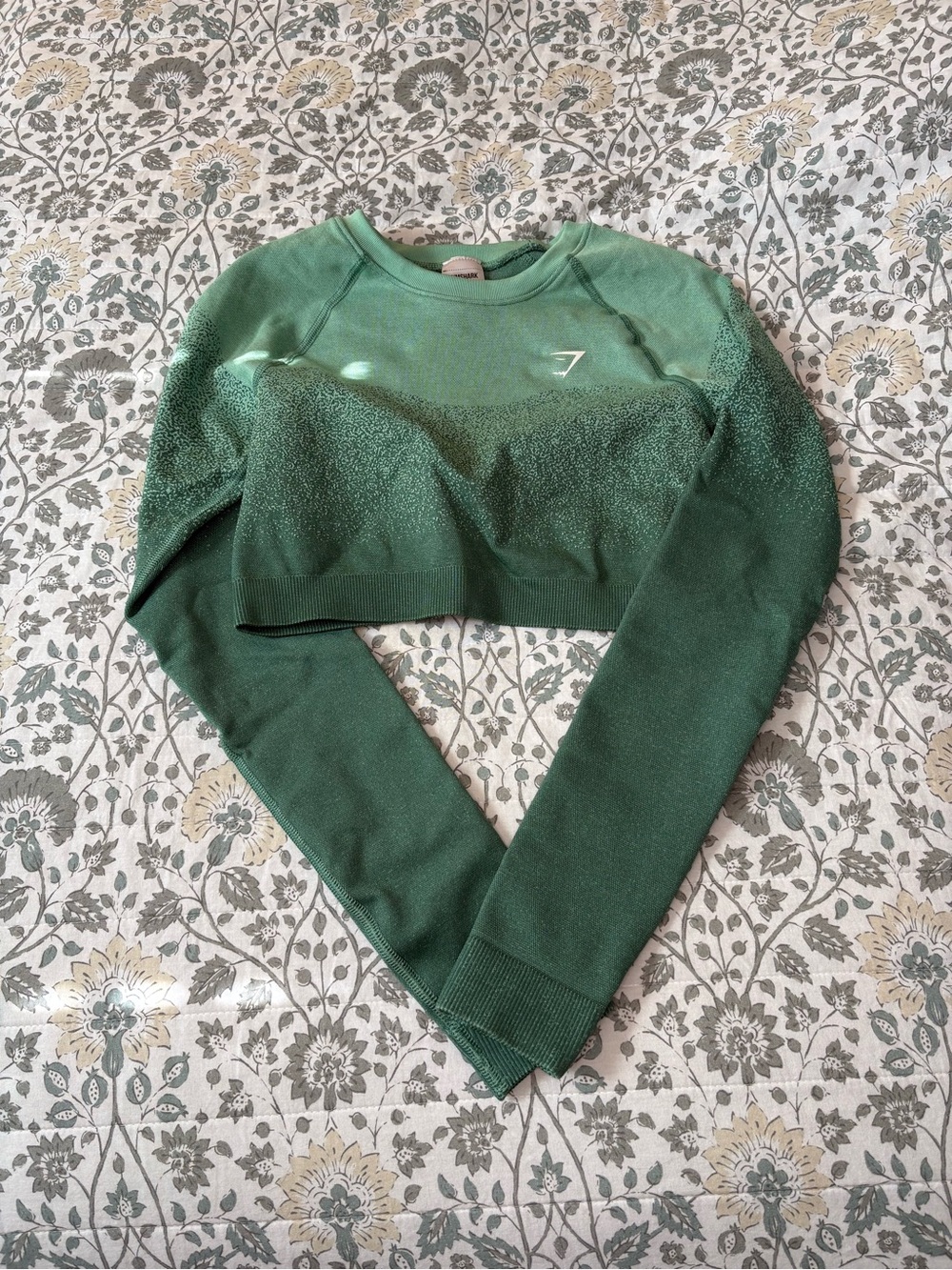 Gymshark Green Seamless Ombre Crop Long-Sleeve Top